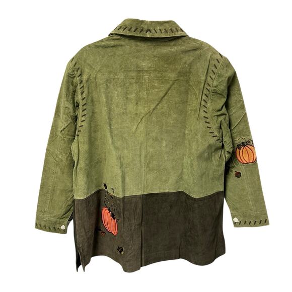 Vintage NWOT The Quacker Factory Pumpkin Embroidered Leather Jacket Womens 1X - Picture 5 of 5